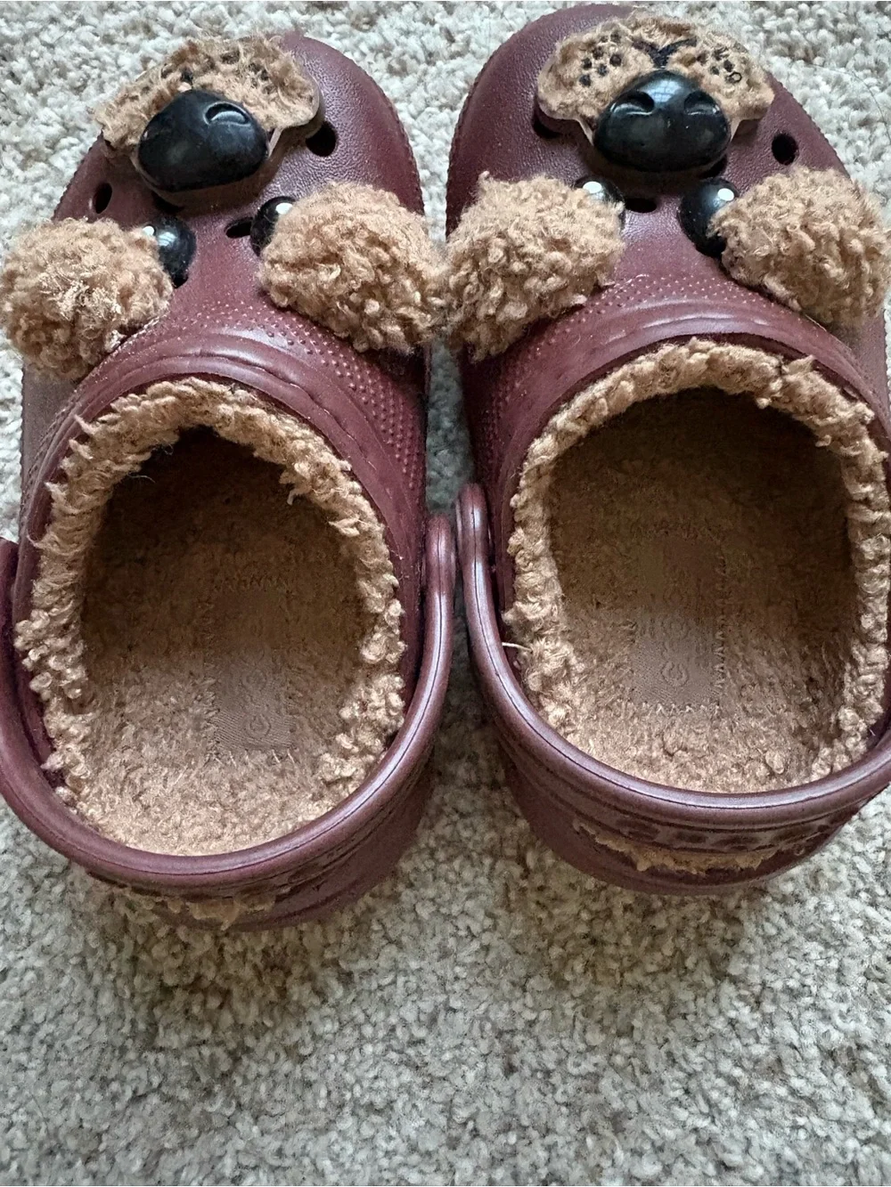 Crocs Faux Shearling Lined Bear Clog Toddler Size C6 Brown